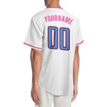 Blau-Rosa Jersey Authentic Light Custom Baseball Weiß