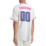 Blau-Rosa Jersey Authentic Light Custom Baseball Weiß