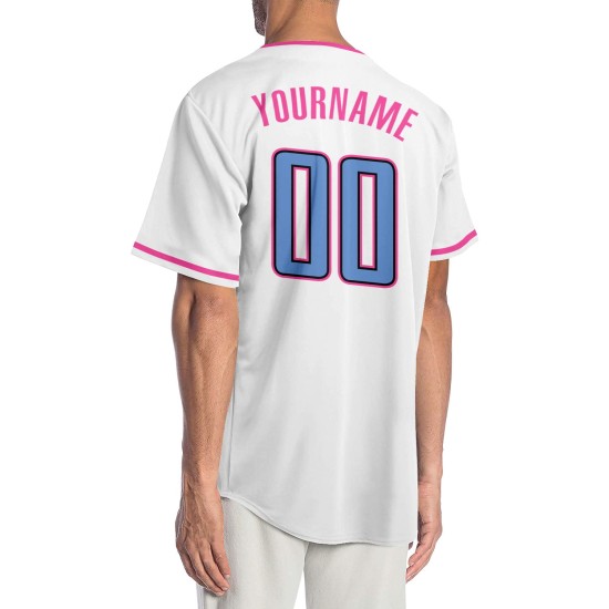Blau-Rosa Jersey Authentic Light Custom Baseball Weiß
