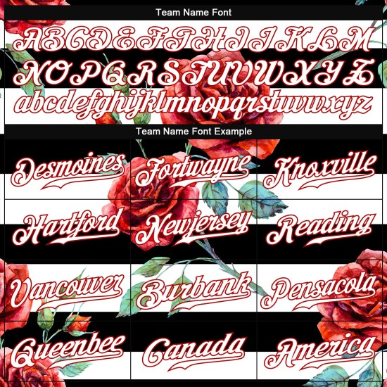 Weiß-Rot Authentic Custom Jersey 3D Design Mandalas Schwarz Baseball Muster