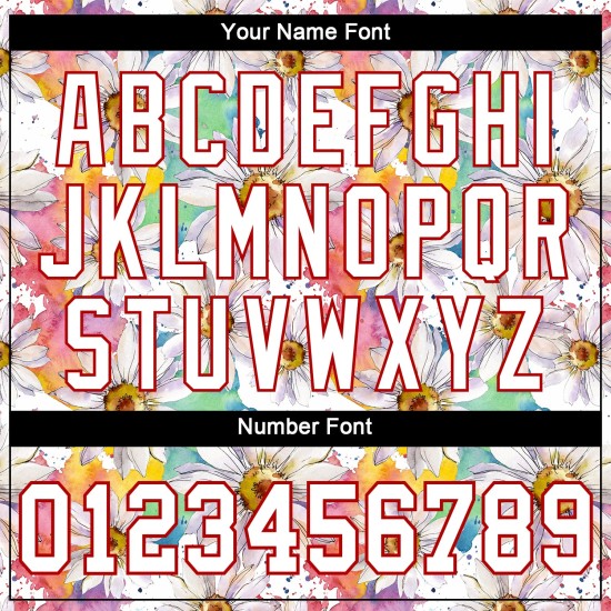 Jersey Muster Weiß Custom Baseball 3D Weiß-Rot Authentische Daisy Design