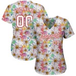 Jersey Muster Weiß Custom Baseball 3D Weiß-Rot Authentische Daisy Design
