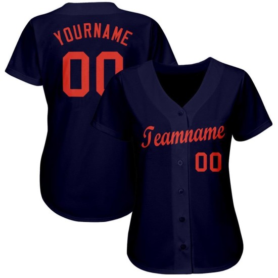 Baseball Orange Custom Navy Trikot