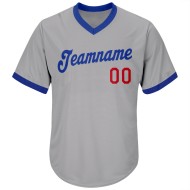 Baseball Grau Shirt Throwback Authentic Royal-Red Custom Jersey Rippstrick