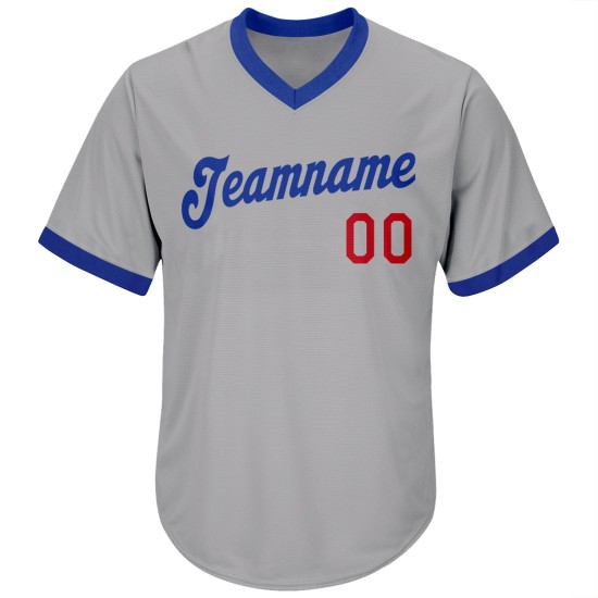 Baseball Grau Shirt Throwback Authentic Royal-Red Custom Jersey Rippstrick